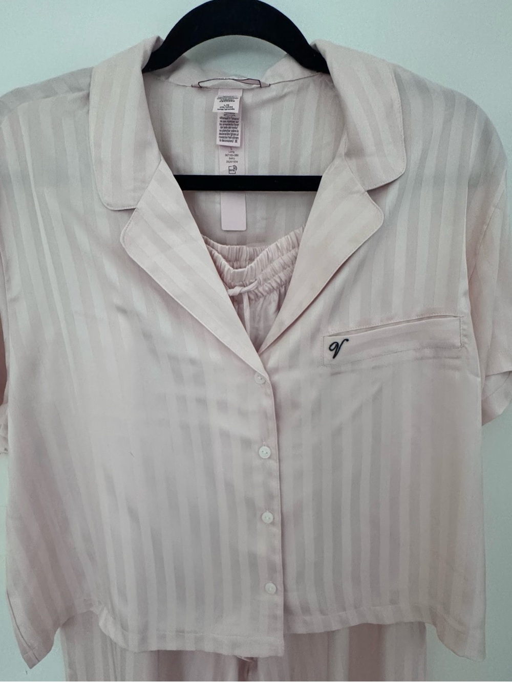 Victoria's Secret Light Pink Striped Short-Sleeve Pajama Set L - Picture 3 of 16